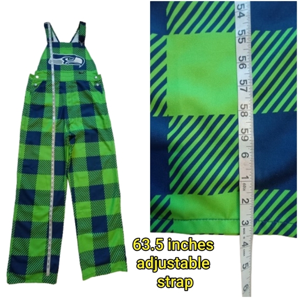 FOCO Seattle Seahawks plaid bib overalls Size: L - Picture 8 of 12